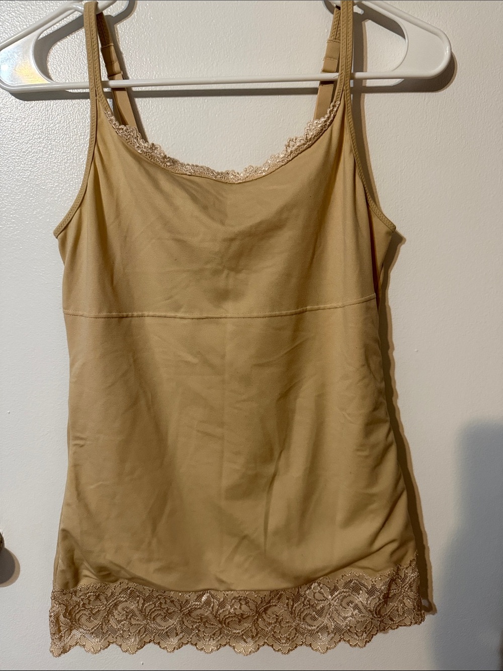 Beige Lace Trim Cami Tank Top